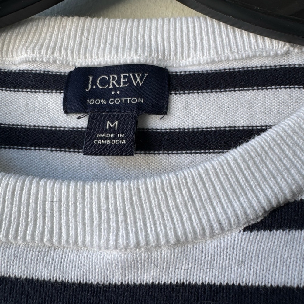 J. Crew Women's Crewneck Sweater - Black and White Stripes - Picture 5 of 12